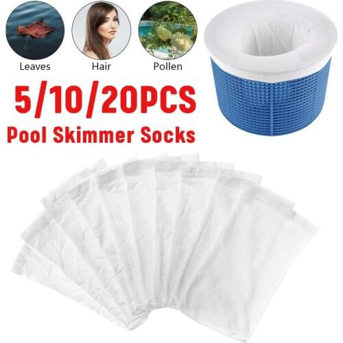 Swimming Pool Filter Storage Pool Skimmer 5/10/15/ 20Pcs Socks Saver Skimmer Basket Sock Sleeve Mesh Screen Net Pool Supplies
