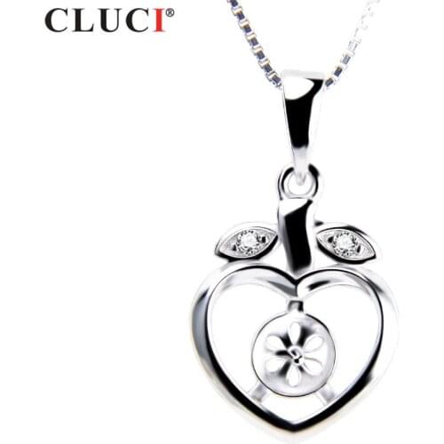 CLUCI 925 Sterling Silver Very Cute Apple Shape Pearl Pendant For Girls Necklace Jewelry ,SP3177SB