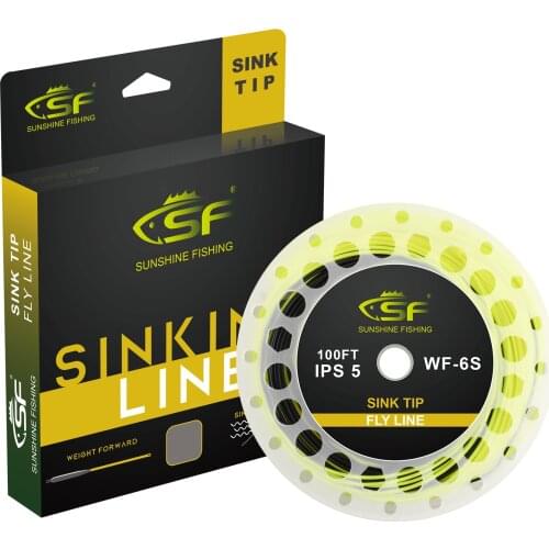 SF Hi-Viz Sinking Tip Line IPS5 Fly Line Fly Fishing Line Weight Forward Taper Floating 100 FT WF 3 4 5 6 7 8 9 WT
