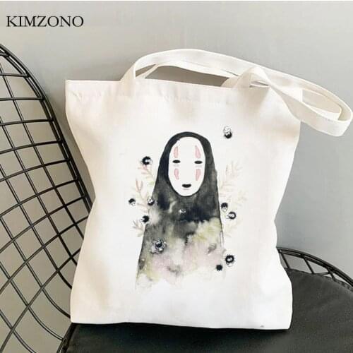 Spirited Away Faceless shopping bag eco canvas bolso shopper bag ecobag shoping boodschappentas foldable sac toile