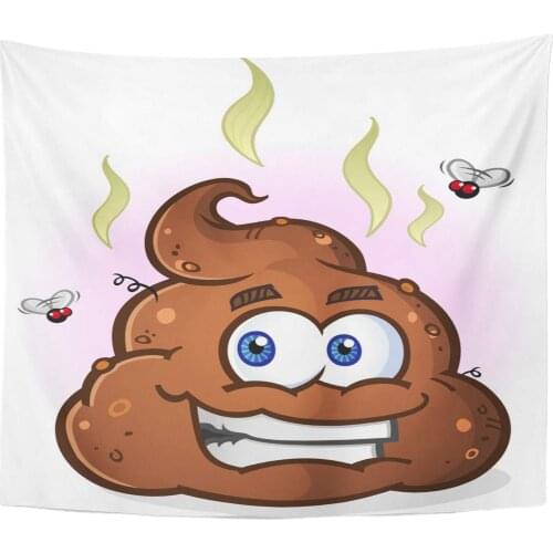 Stink Shit Smelly Pile of Poop Cartoon Character Poo Turd Bullshit Hot Tapestry Home Decor Wall Hanging for Living Room Bedroom