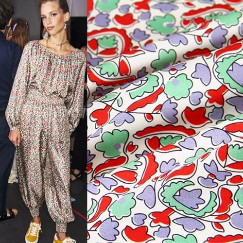 100X145cm Fashion Week Small floral Pattern Twill Polyester Fabric For Woman Summer Dress Blouse Tissu Tela Хлопок материал DIY