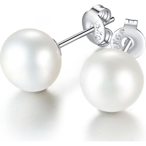 Natural Freshwater Pearl White Silver Stud Earrings Fashion Jewelry for Women 2019 Drop Shipping