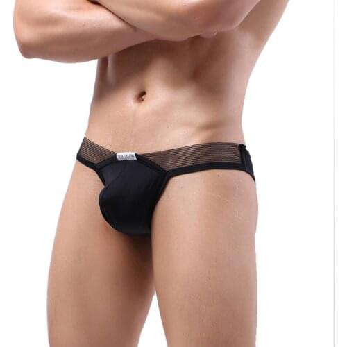 Sexy Men Briefs Jockstrap Mesh Elastic Waist Ice Silk Underwear Cueca Ultra Thin Seamless Panties Slip Underpants Bikini Tanga