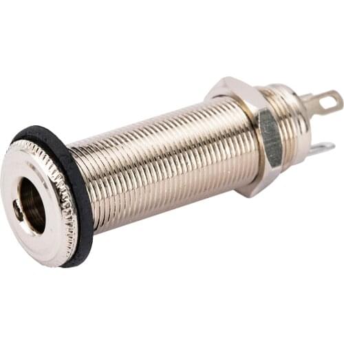 Musiclily Pro 1/4 inch Copper Guitar Bass Mono Barrel Output Jacks Cylinder Jack Socket with 3 Pins, Nickel