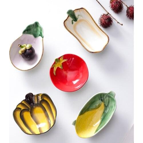 1Pc Creative Avocado Carrot Plate Candy Fruit Salad Ceramic Tableware Household Dessert plate Kitchen Cute Practical Dinnerware