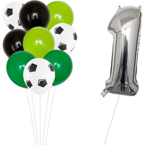 10pcs Helium Foil Globos Football Balloons Birthday Party Decorations Kids Boy World Cup Digit Number Ball Soccer Party Supplies