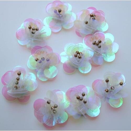 10pc/lot Fashion sequins Flower beaded Patches for clothes Sew on sequin Flower parch badge Applique parches bordados para