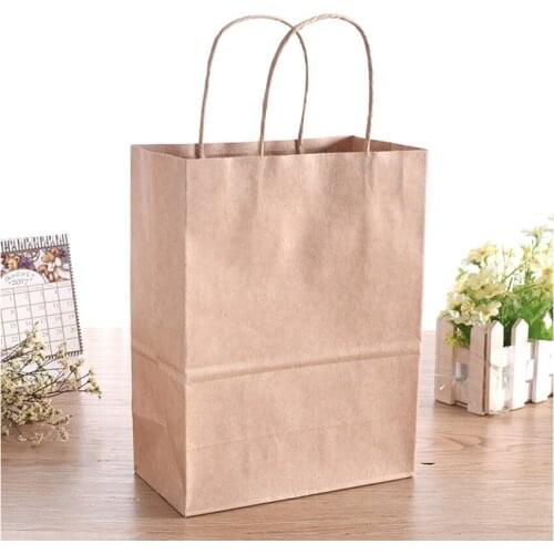 10 pcs/lot Fashionable kraft paper gift bag with handle shopping bags Christmas brown packing bag Excellent quality 21X15X8cm