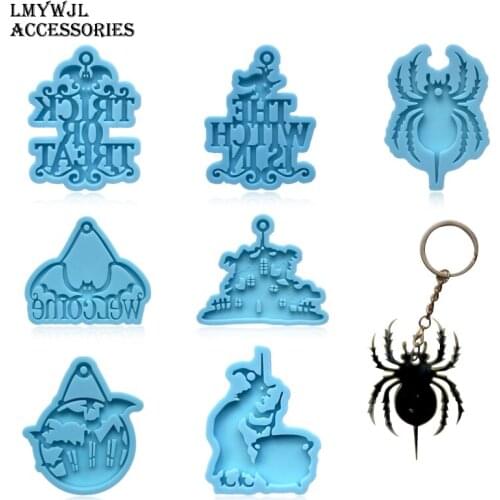 8 Styles/Halloween Keychain Silicone Molds for Resin DIY Halloween Jewelry Pendant Epoxy Resin Molds Handicraft Making Tools