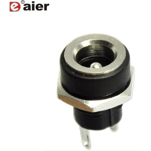 100PCS DC-022B Black 2.1mm or 2.5mm pedal effects DC connector Power Jack with nuts