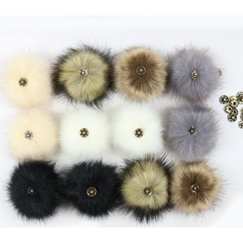 Big Pompon Ball Imitation Fox Fur Fluffy Pompom with Snap fits Women Kids Hats Caps Hair Clothing Bag accessories 50pcs GR110