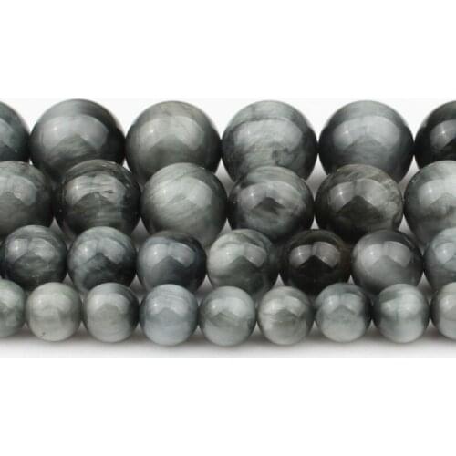 6/8/10/12mm Natural Hawk Eye Stone Beads Round Spacer Beads for Accessories Jewellery Making Diy Bracelet 7.5