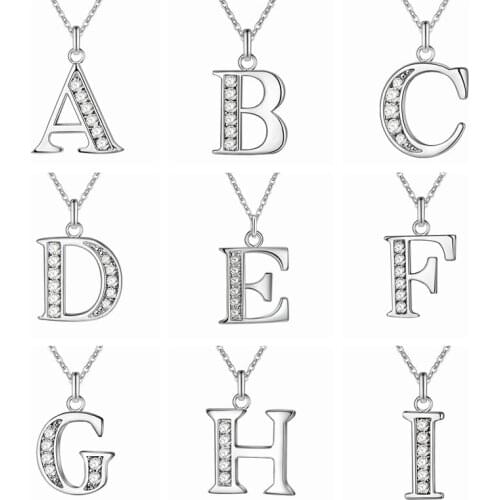New Stainless Steel Zircon A-Z Alphabet Pendant Chain Necklace Punk Hip-Hop Style Fashion Woman Man Initial Name Jewelry