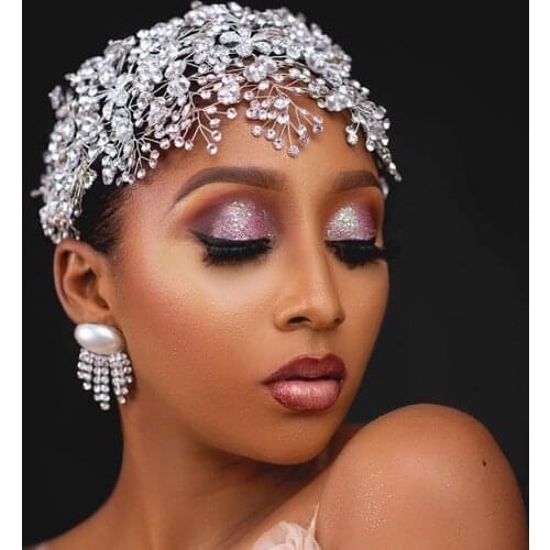 Flower Bride Hair Accessories Crystal Wedding Hair Jewelry Fascinator Rhinestone Wedding Crowns and Tiaras