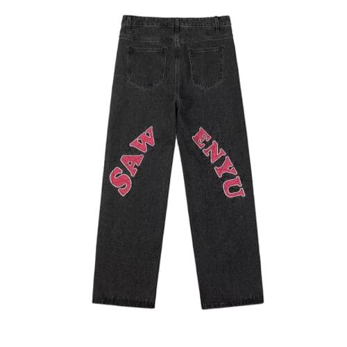 High Quality Print Jeans Men Summer Thin Hiphop Streetwear Straight Loose Wide Leg Trousers Baggy Vintage Pants Men Denim Jeans