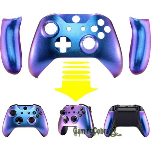 Chameleon Purple Blue Front Housing Faceplate Replacement Part w/ Side Rails Back Panel for Xbox One X / S Controller - ZSXOFP01