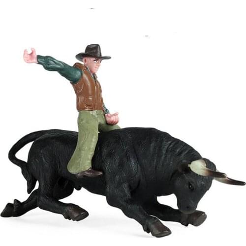 Farm Animal Figures Toy Bullfight Riding Horse Figurine Bull Horse Rider Action Figures Model Collectible Model Doll Hot