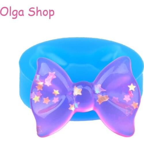 FYL355 30.8mm Beautiful Bow Silicone Mold - Ribbon Mould Cupcake Toppers, Fondant, Jewelry DIY, Resin Clay, Cabochon Candy Mold