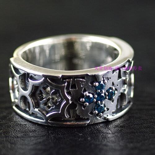 * Imported from Thailand, male-style hollow-out cross-pattern Thai Silver Ring