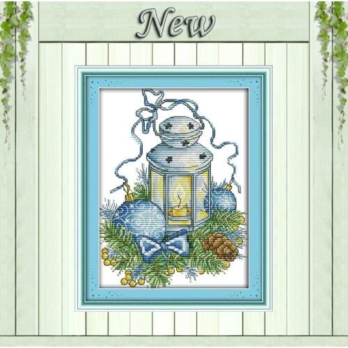 The blue Christmas lights diy decor paintings counted print on canvas DMC 14CT 11CT Cross Stitch Needlework Sets Embroidery kits