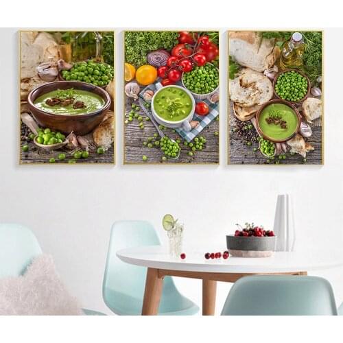 Green Beans Vegetable Soup For Healthy Meal Kitchen Room Pictures Home Decor Posters HD Print Canvas Living Room Art Paintings