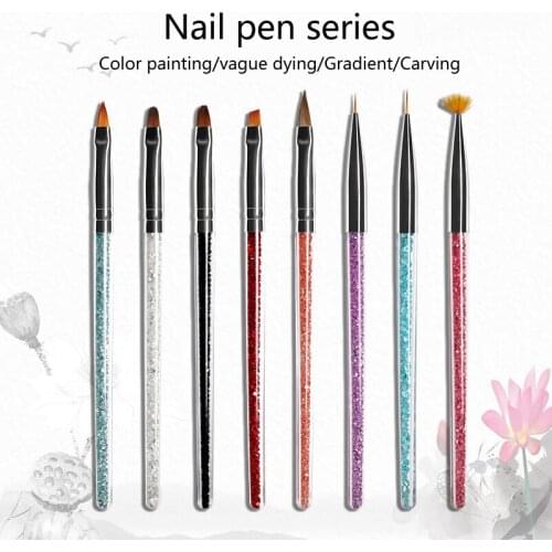 Nail Art Brush For Manicure Multiple Types Nail Brush Rhinestone Acrylic Paint Brush Gel Polish Nail Lining Pen Gradient