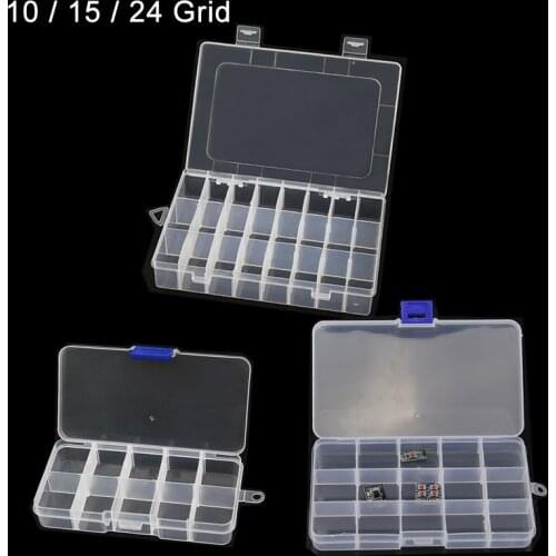 10 / 15 / 24 Grids Tool Container Case 3 Types Transparent Storage Box Shell for Electronic Components Raspberry Pi Acccessories