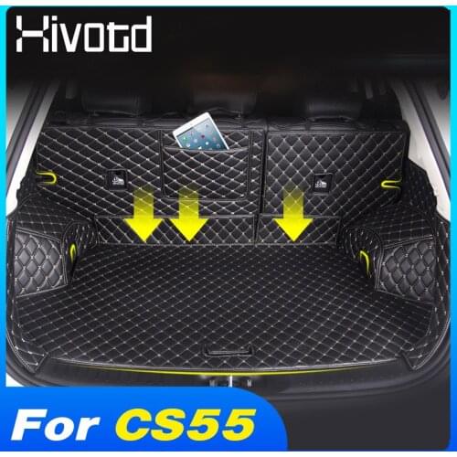 Hivotd Car Trunk Mat Rear Cargo Liner Pad Interior Protection Accessories PU Leather Carpet For Changan CS55 2017 2018 2019 2020