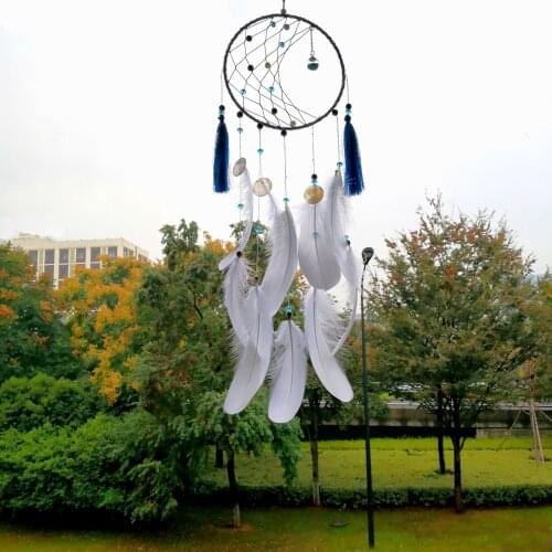 Creative White 15X35CM Tassel Dream Catcher Feather Shell Wind Chime Pendant Home Decoration