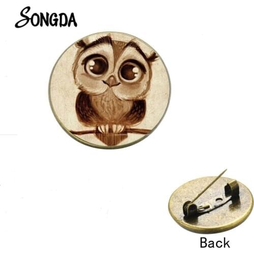 Big Eyes Owl Cute Animal Metal Pins Brooch Cartoon Bird Art Painting Retro Punk Brooches High Quality Decorative Jewelry