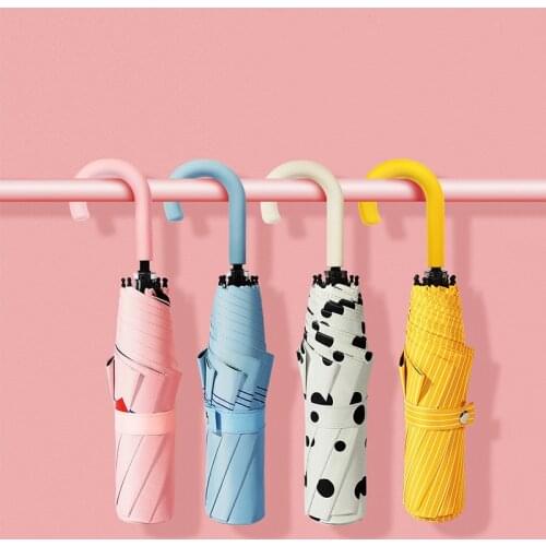 Fashion Sweet Rain Umbrellas for Women Girls 3 Folding Sunscreen UV Portable Sunshade Female Sun Umbrella Black Coating Parasol