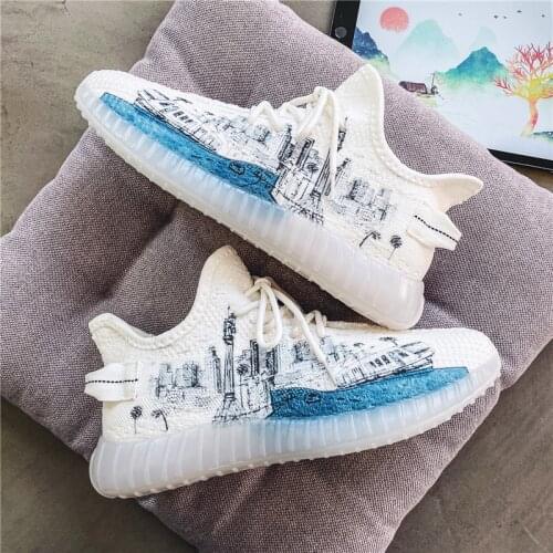 2021 Mens sneakers Male Landscape Pattern Hand Drawn Running shoes for men casual shoes Summer Sneakers Fashion