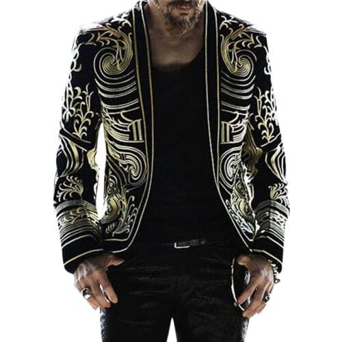 Fashion Mens Jacket Slim Fit Trend Coat Tops Male Autumn Winter Casual Print Single Breasted Jackets Long Sleeves Outwear 2021