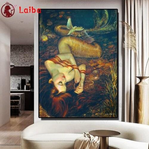 Full DIY Diamond Painting kit Mermaid and pigeon Cross Stitch Diamond Embroidery beauty Patterns rhinestones Mosaic home decor