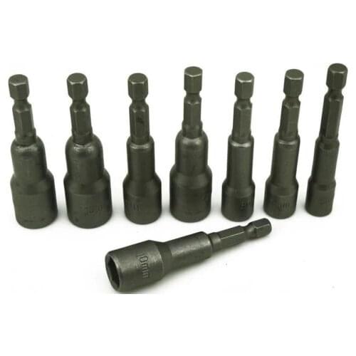 New 8PCS Professional Magnetic Nut Driver Set Metric Socket 1/4" Hex Power Drill Bits 6mm~13mm Drill Bit Adapter Hex Power Tools