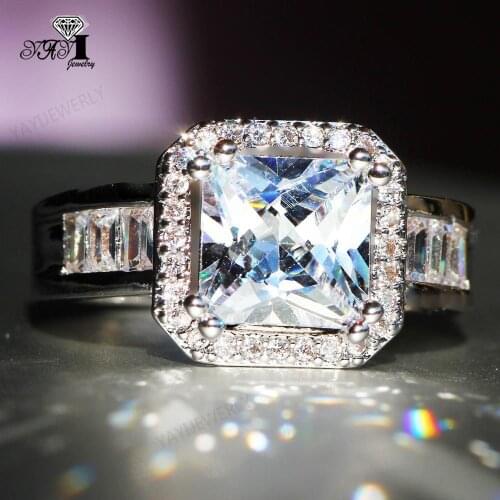 YaYI Fine Jewelry Fashion Princess Claw Set Cut White Cubic Zirconia Silver Color Engagement Wedding Party Leaves Gift Rings