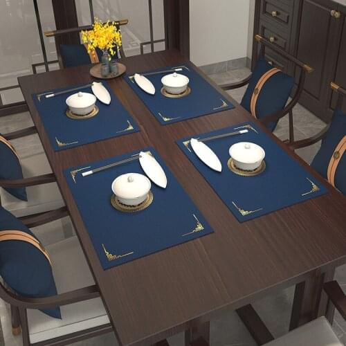 New Chinese leather household waterproof and oil proof mat Pu anti scald and anti slip heat insulation mat Chinese Fengfan mat