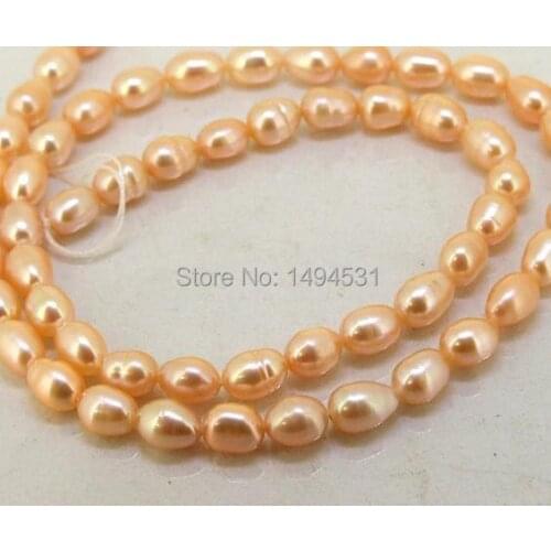 Wholesale Pearl Jewelry One Strand Rice Natural Pink Freshwater Pearl Loose Beads 5-6mm - Free Shipping