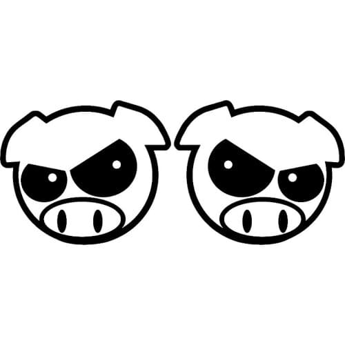 Personality Evil Rally Piglet Sticker Decal Pvc Imported Drift Animal Pattern Suitcase Car Sticker Black/white, 18cm*8cm