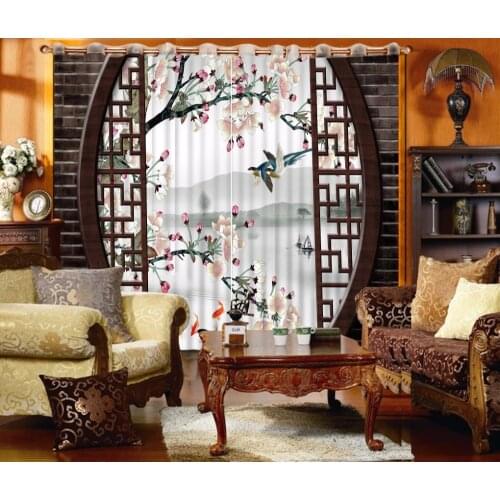 Custom 3D Curtains Blackout Window Drapes Living Room Bedroom Or Hotel Home Curtains Printed Polyester/Cotton Kitchen Curtain