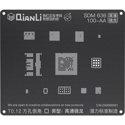 QIANLI BGA Reballing Black Stencil Plating Tin Repair For Android EMMC-General-DDR SDM-636 SDM-660 MTK-6582 MSM8996 Kirin655/659