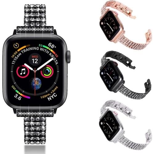 Women Diamond Stainless Steel Strap For Apple Watch 6 5 4 3 Band 42mm 44mm Jewelry Bracelet For iWatch Bands SE 40mm 38mm Belt