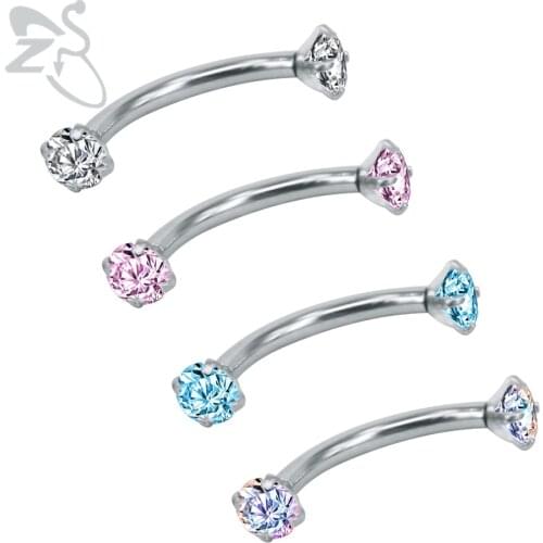 316L Stainless Steel Eyebrow Barbell Piercing Earrings Gems Cubic Zirconia Helix Ring Labret Lip Piercing Eyebrow Accessoires