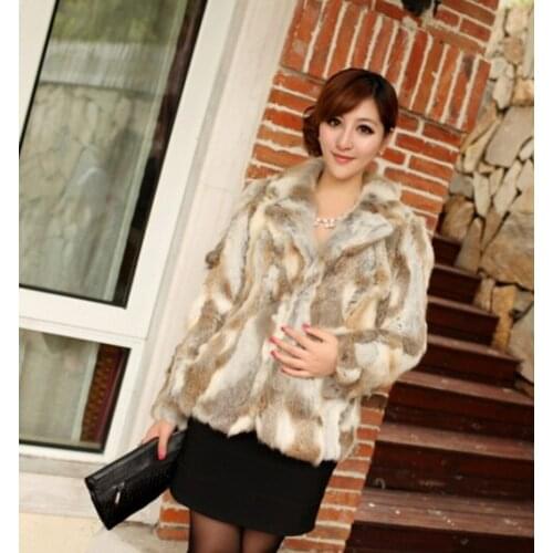 Genuine Rabbit Fur Coat women rabbit fur jacket with collar Winter Fur Waistcoat customized plus size free shipping J 732