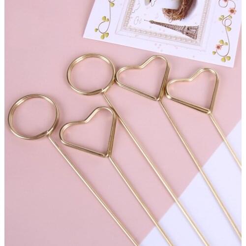 Card Holder Inserting Rod 10Pcs/20Pcs Diy Metal Postcard Clips Party Decorative Korean Style Heart Gilded Flowers Packing Parts