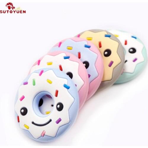 Sutoyuen 50pcs Baby Silicone Donut Teether BPA Free DIY Pendant Crafts Nursing Necklace Teething Chewable Toys Accessories
