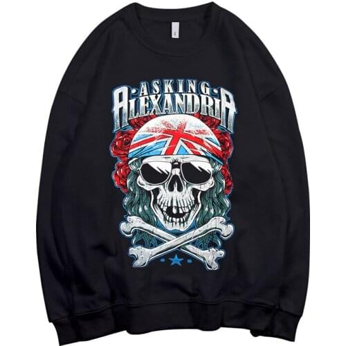 10 Designs Asking Alexandria Pollover Sweatshirt Rock Hoodies Skull Sudadera Streetwear Fleece Outerwear Heavy Metal