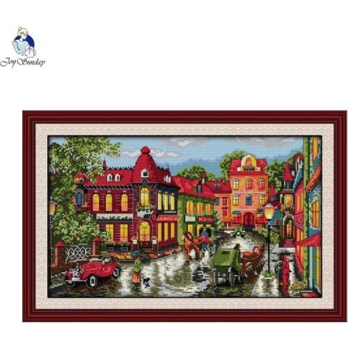 A corner of the city DIY scenery pattern cross stitch set Aida 11CT14CT counted and stamped needlework kit embroidery Home decor