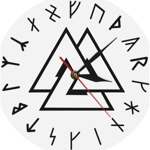 Viking Norse Compass Vikings Rune Odins Simple Wall Clock Home Decor Valknut Odin Viking Symbol Runes Script Modern Wall Clock